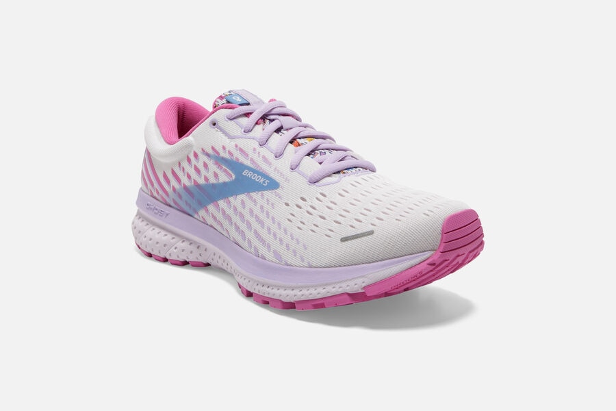 Brooks Running Shoes - Ghost 13 Road Womens - White/Pink/Blue - ICT-981067